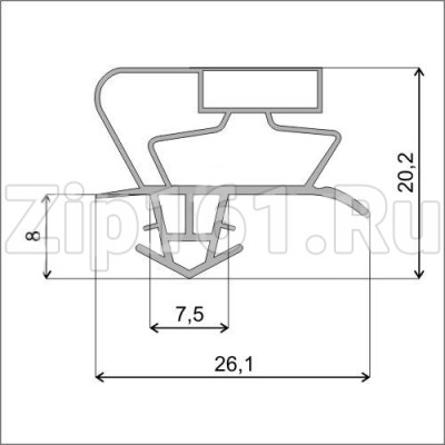 Уплотнитель 730x850мм холодильника Sharp профиль Skycold